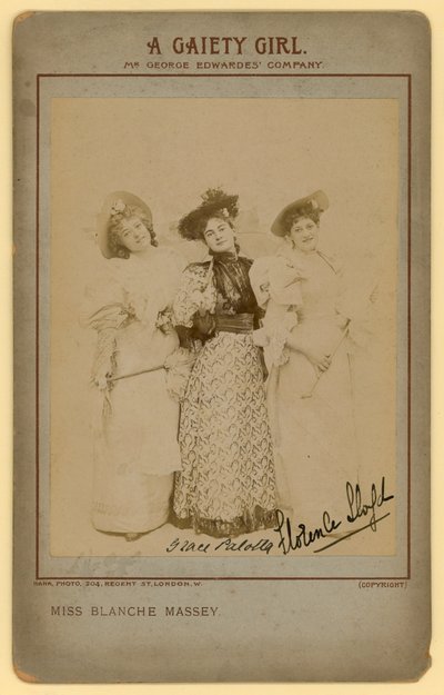 A Gaiety Girl - Miss Blanche Massey, Grace Palotta, Florence Lloyd door English Photographer